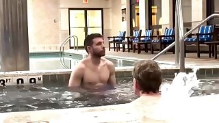 Two hotties got at it in a public hot tub.