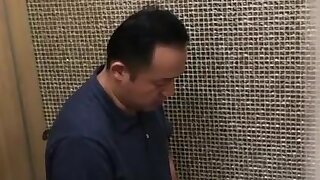 Chinese daddy jerk off at toilet