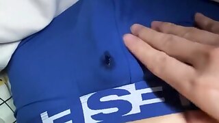 Asian jerkoff and creams his underwear