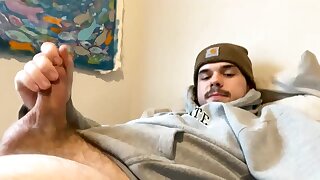 He was so horny he jerks off for awhile in bed