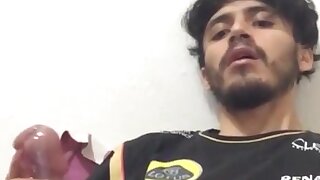 Cute latin boy cum