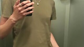 Twink masturbates in train toilet