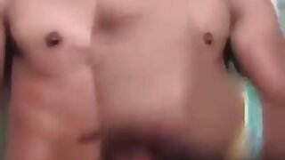This fit young Latino wanks his big dick and cums on his beautiful body