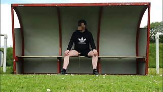 Sexy soccer boy is doing something extra after the match
