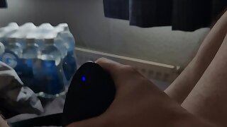 Finally given permission to cum. Shot huge load on chest.