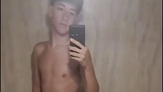 Teen jerking off his small penis