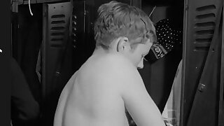 Student actors get naked for a locker and shower scene in a 1960s Canadian film. Mainly rear nudity. Hot ... stuff with lots of horseplay in the communal shower and washing each other's backs.