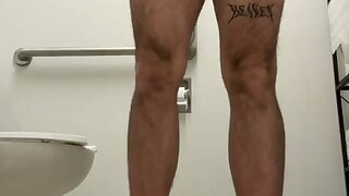Otter faggot strips in bathroom, shows off his body