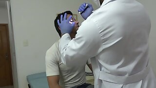 This patient gets his circumcised penis inspected by a doctor, I love his pronounced circumcision scar