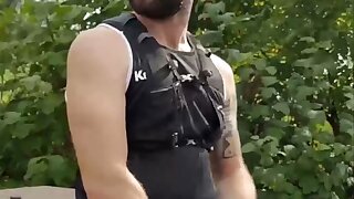 Guy wanks and cums In public at rest stop on highway