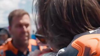 Watch this super cute professional racing biker in his leather gear.