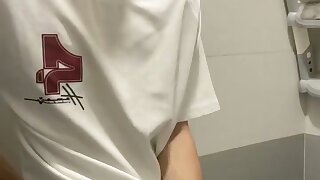 Rock hard Asian cummer, jacking it