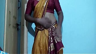 Demo wearing indian saree and stripping&comma; fucking my GF slut