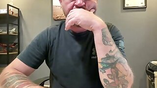Working from home got him horny and paranoid about getting caught he flashed his dick really quick