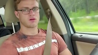 Guy pulls his didk out while in his car