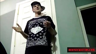 Straight Shaven Country Boy thug shows off for money