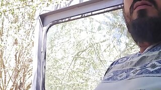 Trucker jerks his dick till he shoots